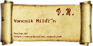 Vancsik Milán névjegykártya
