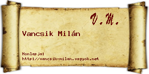 Vancsik Milán névjegykártya